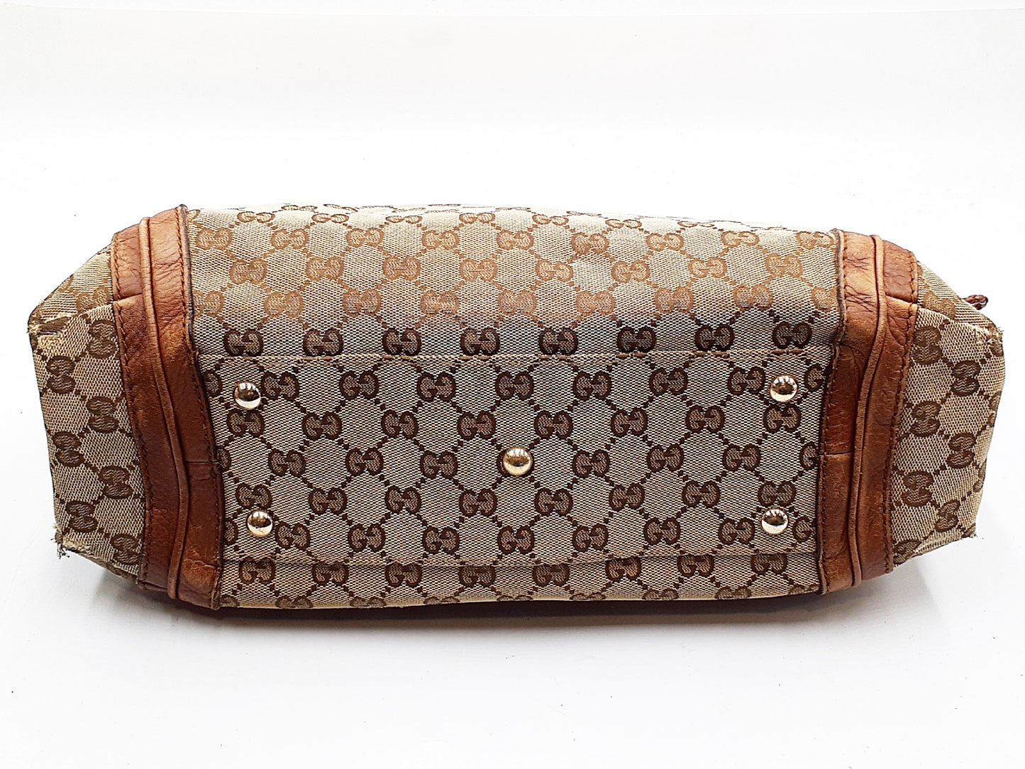 GUCCI 4-piece set: GG canvas, GG crystal, bamboo fringe, and leather tote bag