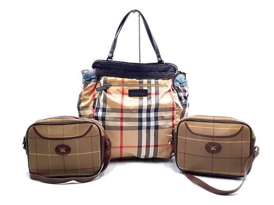 BURBERRY Nova Check Leather Bag 3-Piece Set