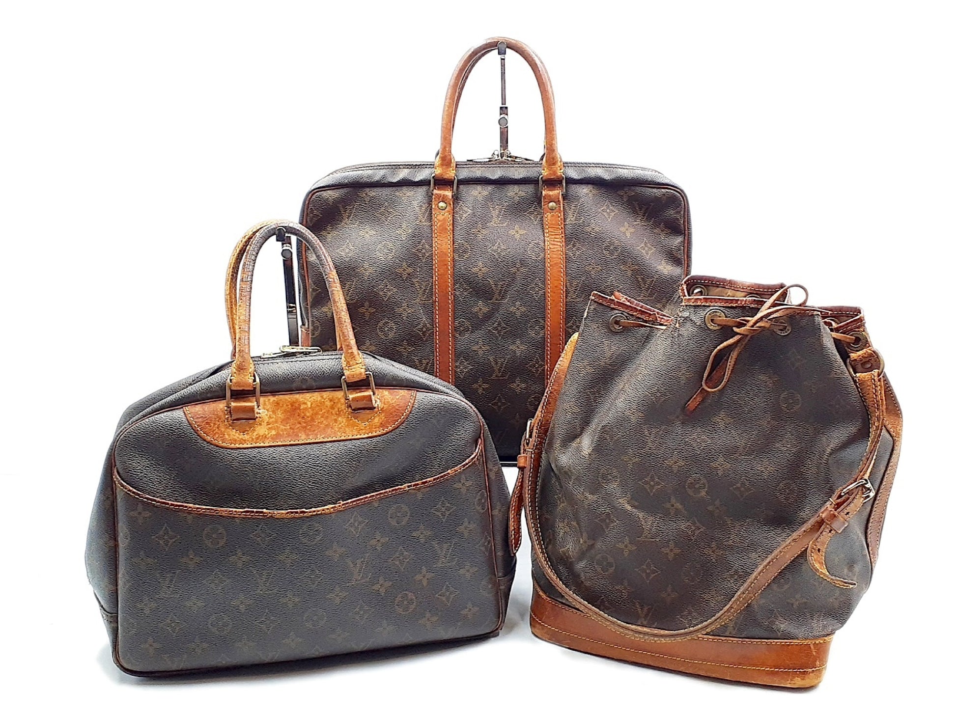 LOUIS VUITTON 3-Piece Monogram Noe Deauville Porte-Document Voyage Bag Set