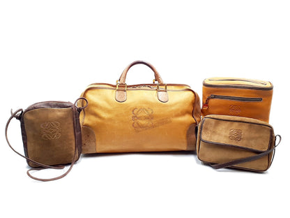LOEWE 4-Piece Set: Anagram, Gold Hardware, Vanity, Boston Bag, Leather Shoulder Bag
