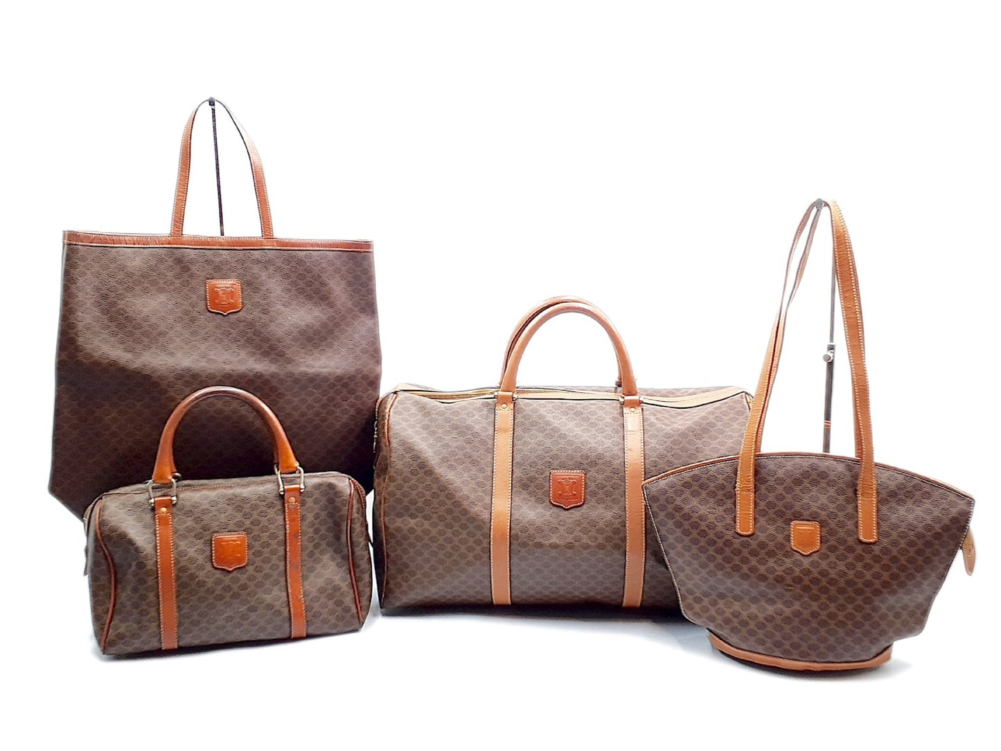 CELINE 4-Piece Macadam Leather Vintage Boston Bag Set