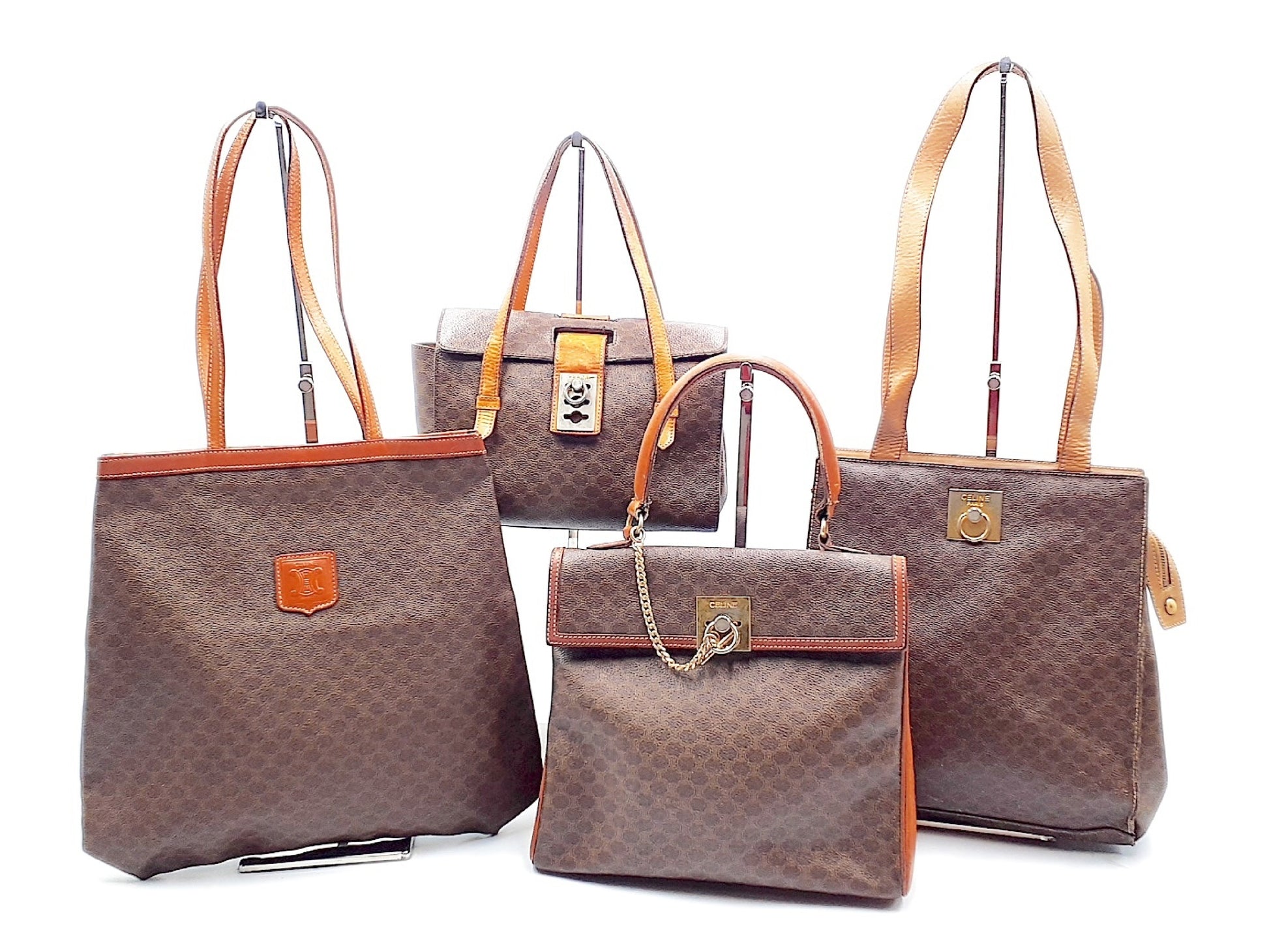 CELINE 4-Piece Macadam Leather Vintage Tote Bag Set