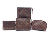 LOUIS VUITTON Monogram 4-Piece Set: Monogram Poche Toilette 15, Poche Toilette 19, Damier Cosmetic Pouch