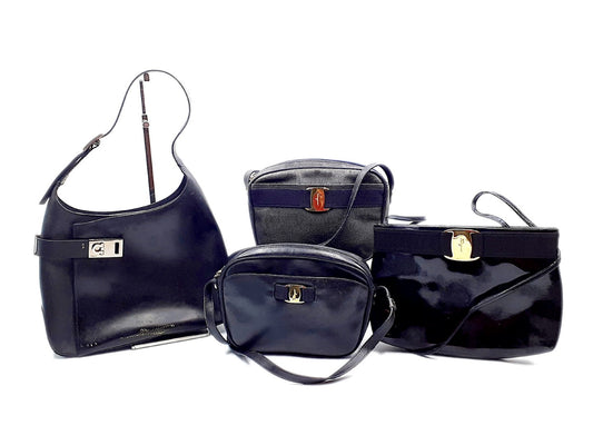 Salvatore Ferragamo Vara 4-Piece Set Vara Gancini Lizard Leather Shoulder Bag with Gold Hardware