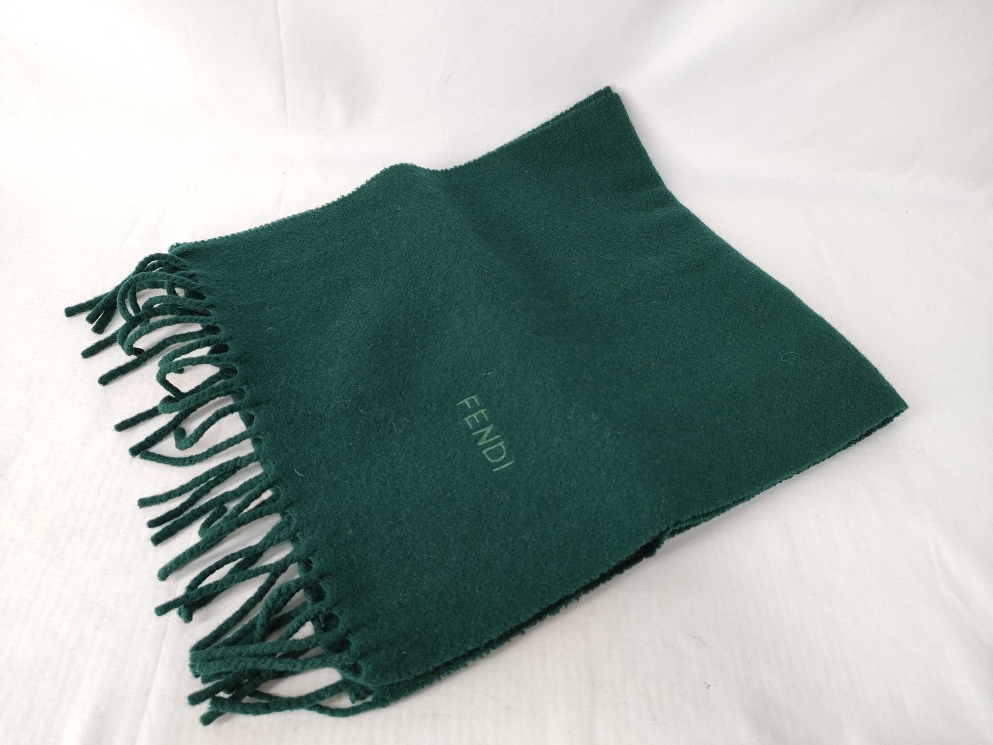FENDI Fendi logo embroidered wool scarf