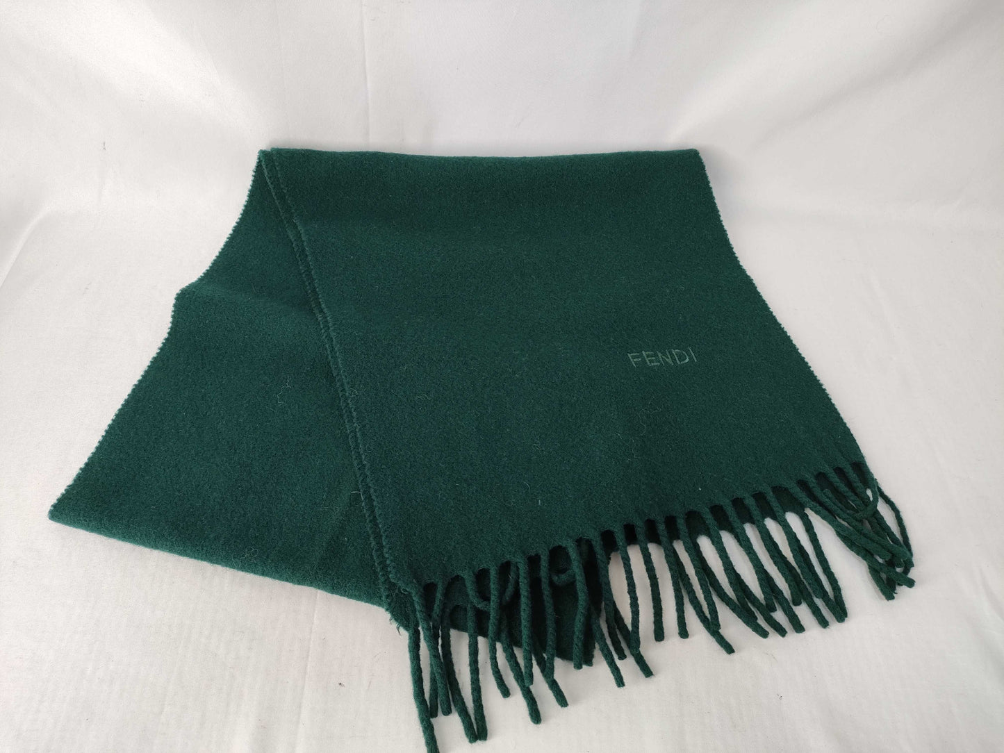 FENDI Fendi logo embroidered wool scarf