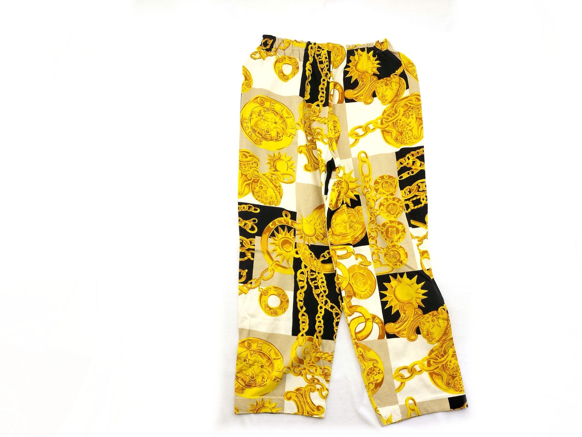 CELINE Triomphe Gold Print Sweatpants with Triomphe Logo