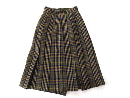 Christian Dior Christian Dior Houndstooth Wool Long Pleated Skirt