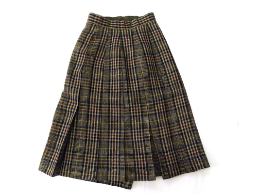 Christian Dior Christian Dior Houndstooth Wool Long Pleated Skirt