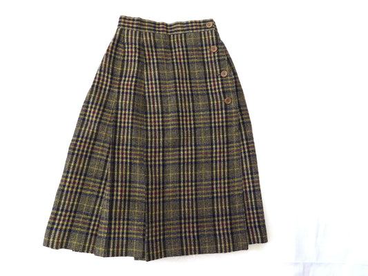Christian Dior Christian Dior Houndstooth Wool Long Pleated Skirt