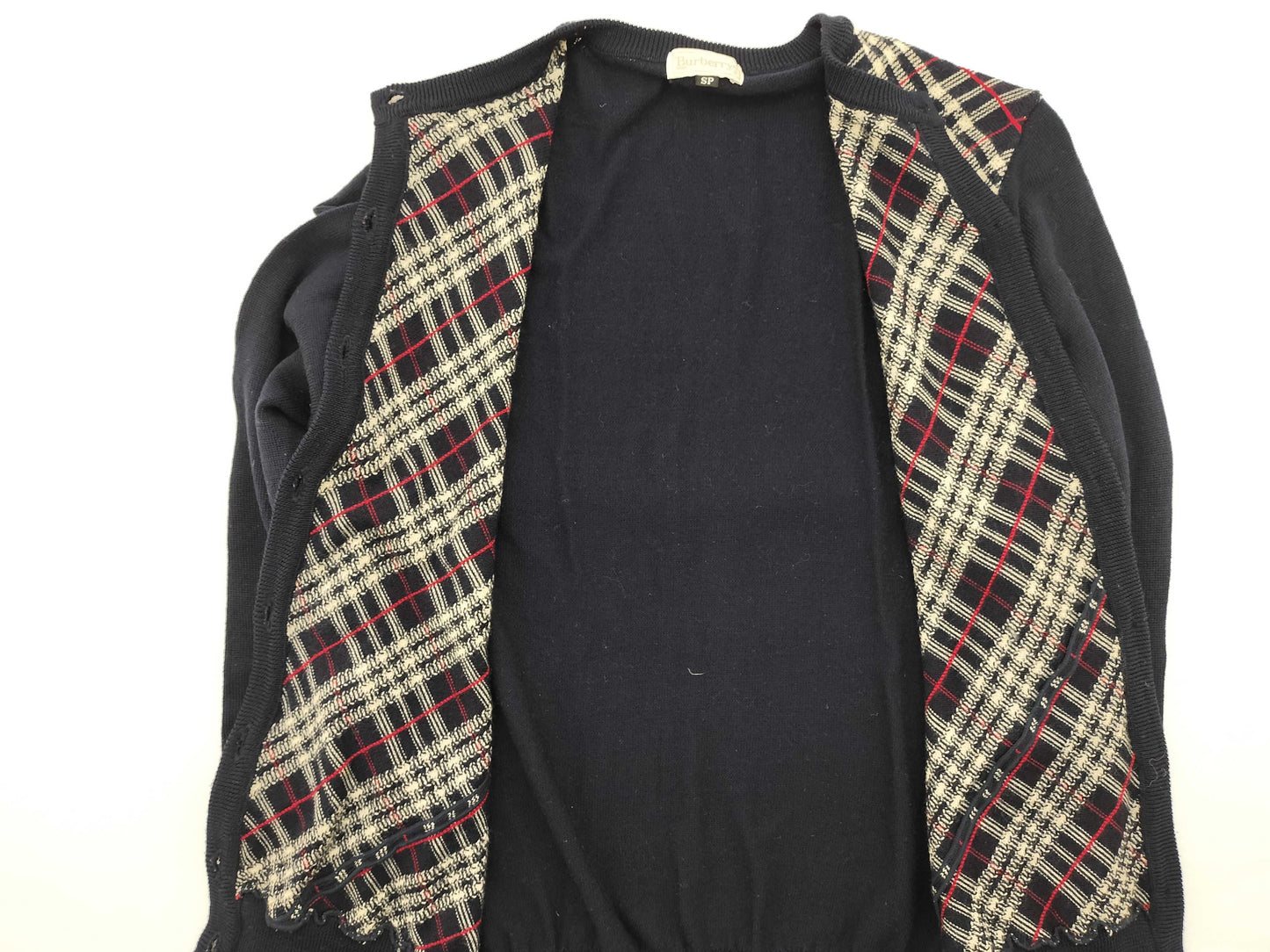 BURBERRY Horse Gold Button Nova Check Wool Cardigan Burberry Cardigan