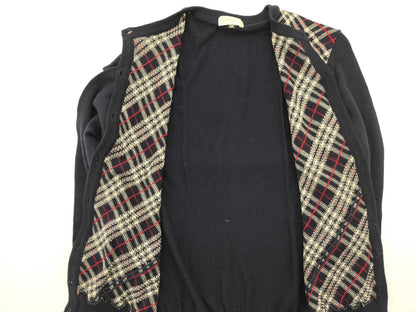 BURBERRY Horse Gold Button Nova Check Wool Cardigan Burberry Cardigan