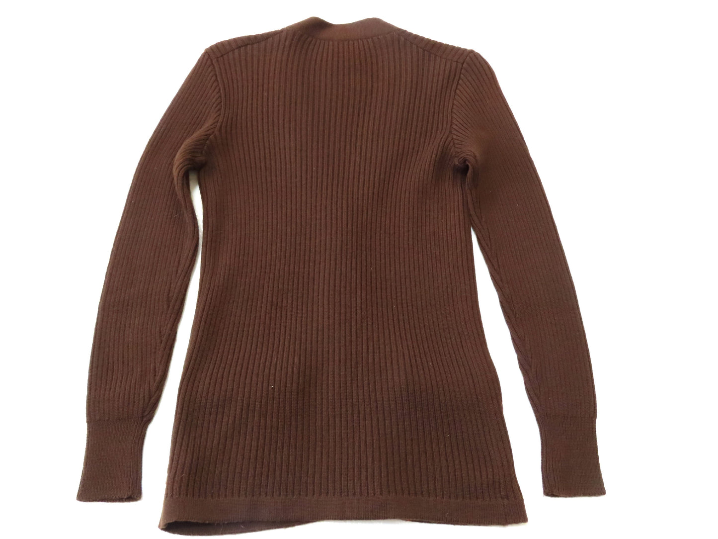 CELINE Vintage Wool Knit Cardigan with Leather Gold Buttons, Engraved Logo, and Gold Chain Design