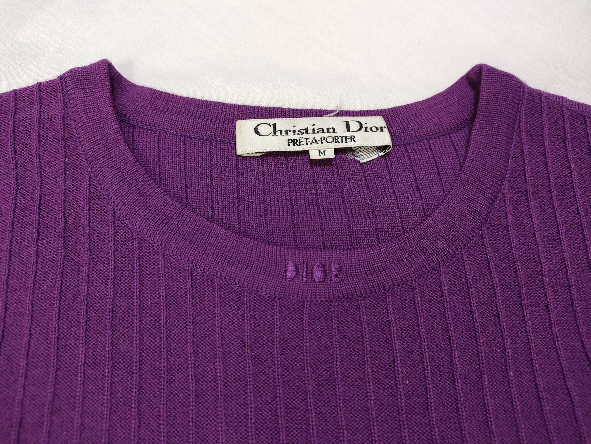 Dior Christian Dior Brand Logo Purple Wool Knit Top