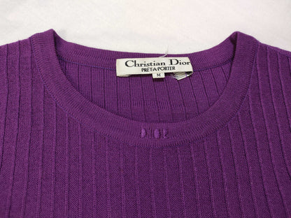 Dior Christian Dior Brand Logo Purple Wool Knit Top