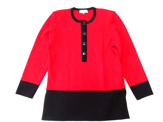 Yves Saint Laurent Two-tone Red and Black Knit Wool Top