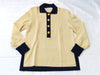 Yves Saint Laurent Two-tone Gold Button Wool Knit Top