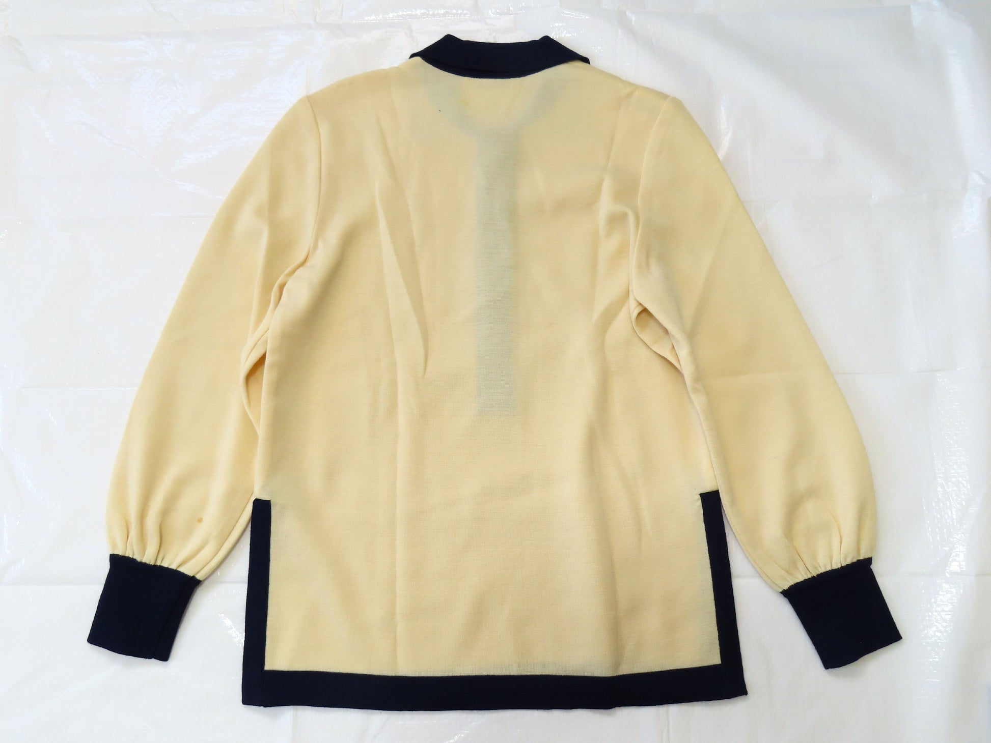 Yves Saint Laurent Two-tone Gold Button Wool Knit Top