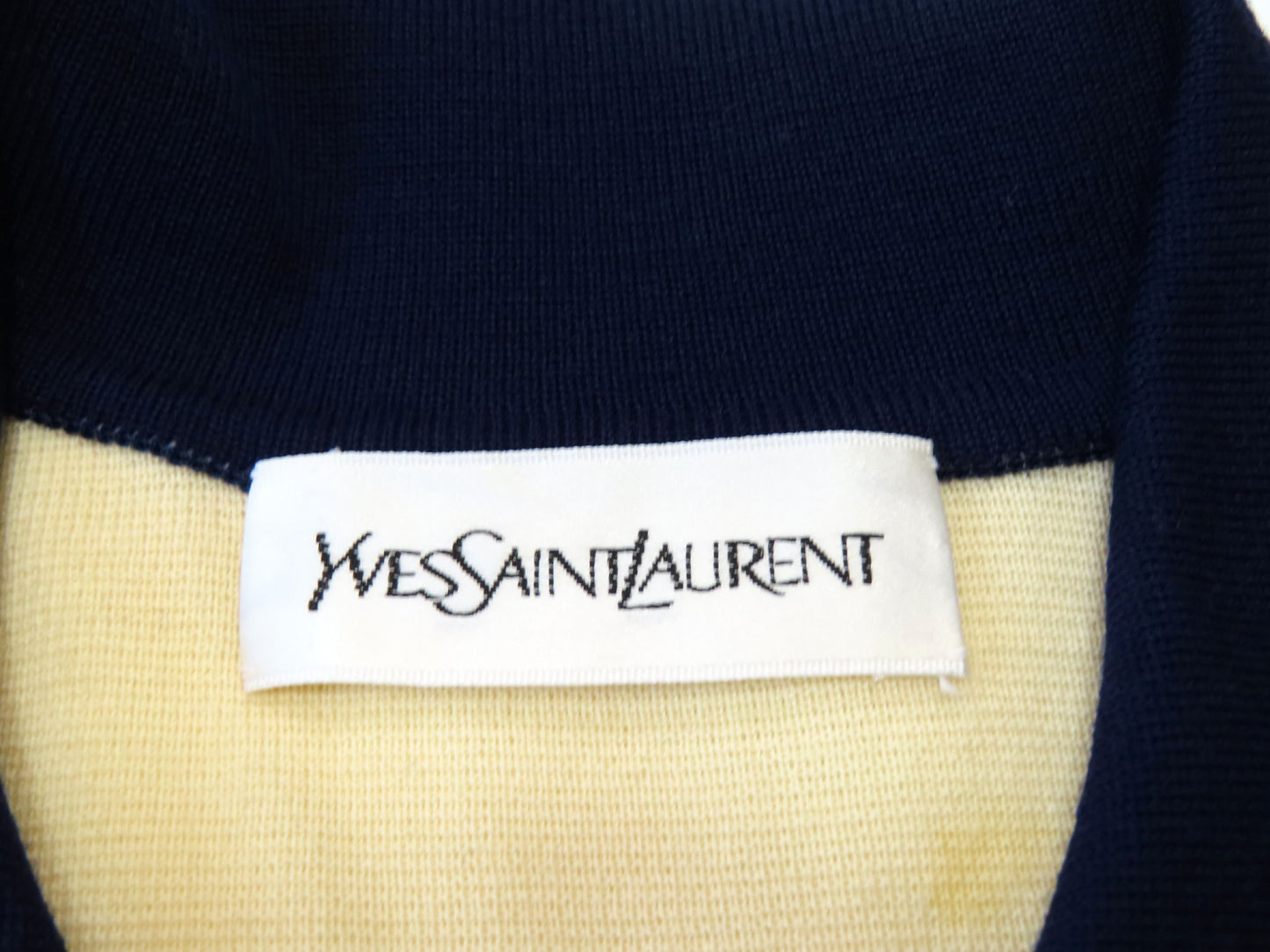 Yves Saint Laurent Two-tone Gold Button Wool Knit Top
