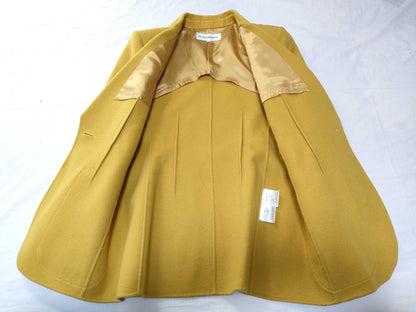 Yves Saint Laurent logo gold button double-face yellow vivid color wool jacket