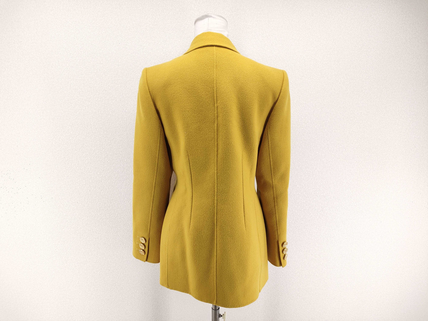 Yves Saint Laurent logo gold button double-face yellow vivid color wool jacket