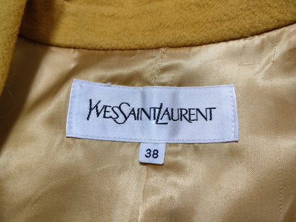 Yves Saint Laurent logo gold button double-face yellow vivid color wool jacket