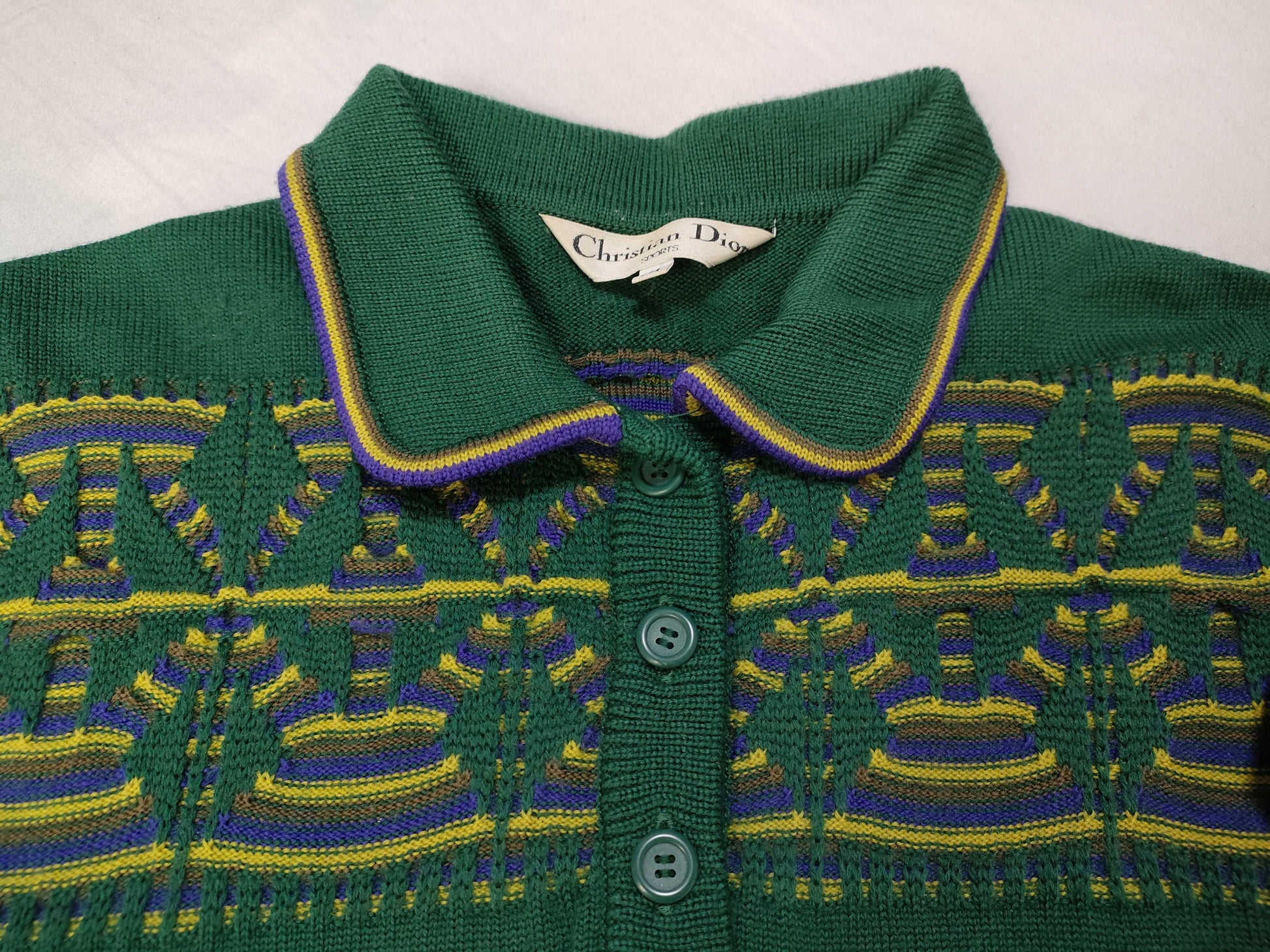 Dior Christian Dior Multicolor Wool Thick Knit Sweater Top