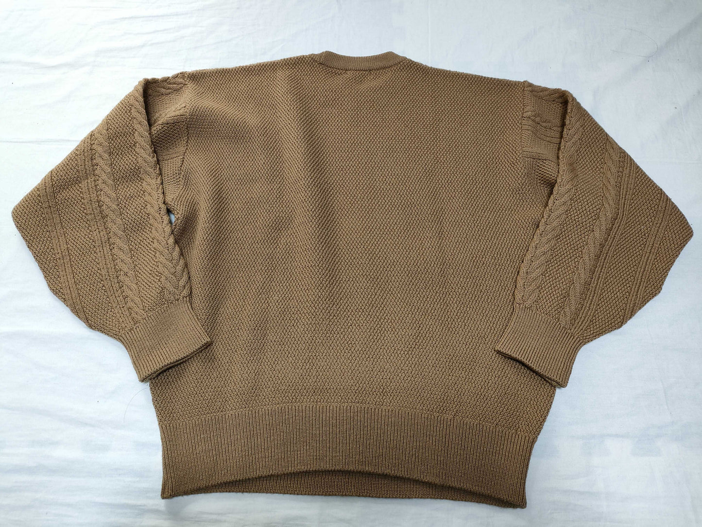 Yves Saint Laurent Men's Cable Camel Knit Sweater, Thick Top