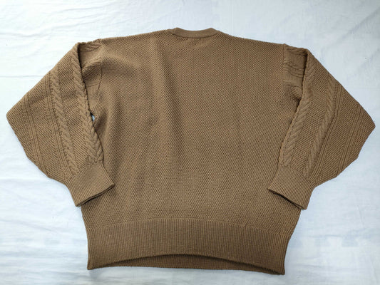 Yves Saint Laurent Men's Cable Camel Knit Sweater, Thick Top