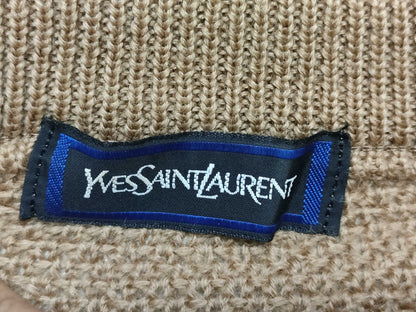 Yves Saint Laurent Men's Cable Camel Knit Sweater, Thick Top