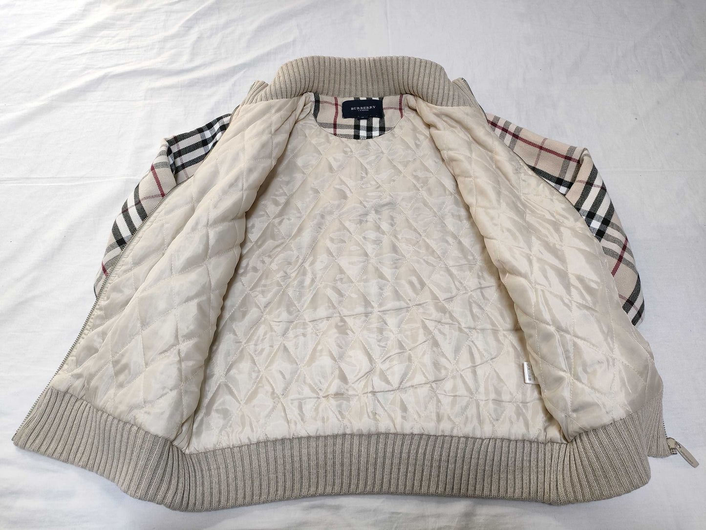 BURBERRY All-Check Nova Check Zip-Up Jacket with Quilted Interior and Knit Panel