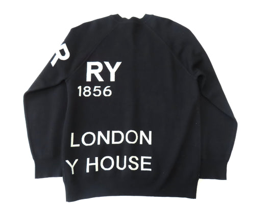 BURBERRY Men's Horseferry Black Knit Sweater, Horseferry Tops