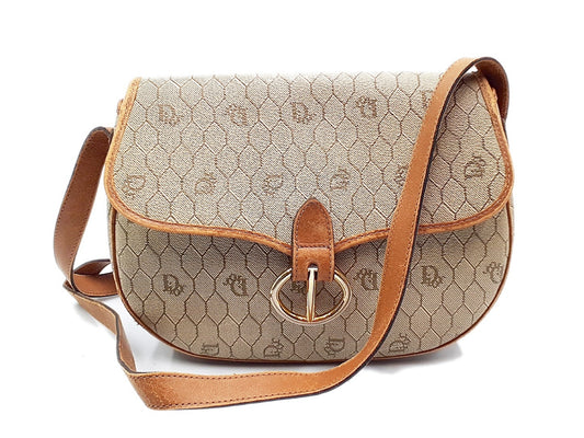 Dior Honeycomb Pattern Gold Hardware Leather Shoulder Bag