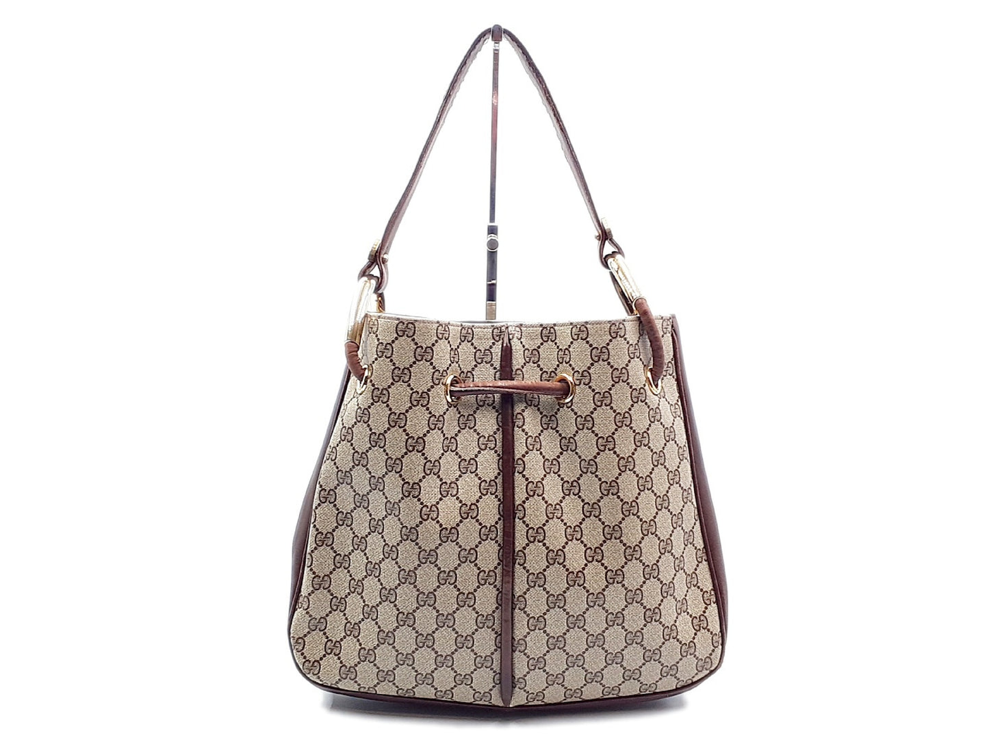 GUCCI GG Supreme GG Supreme Gold Hardware Leather One-Shoulder Shoulder Bag