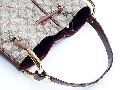 GUCCI GG Supreme GG Supreme Gold Hardware Leather One-Shoulder Shoulder Bag