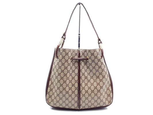 GUCCI GG Supreme GG Supreme Gold Hardware Leather One-Shoulder Shoulder Bag