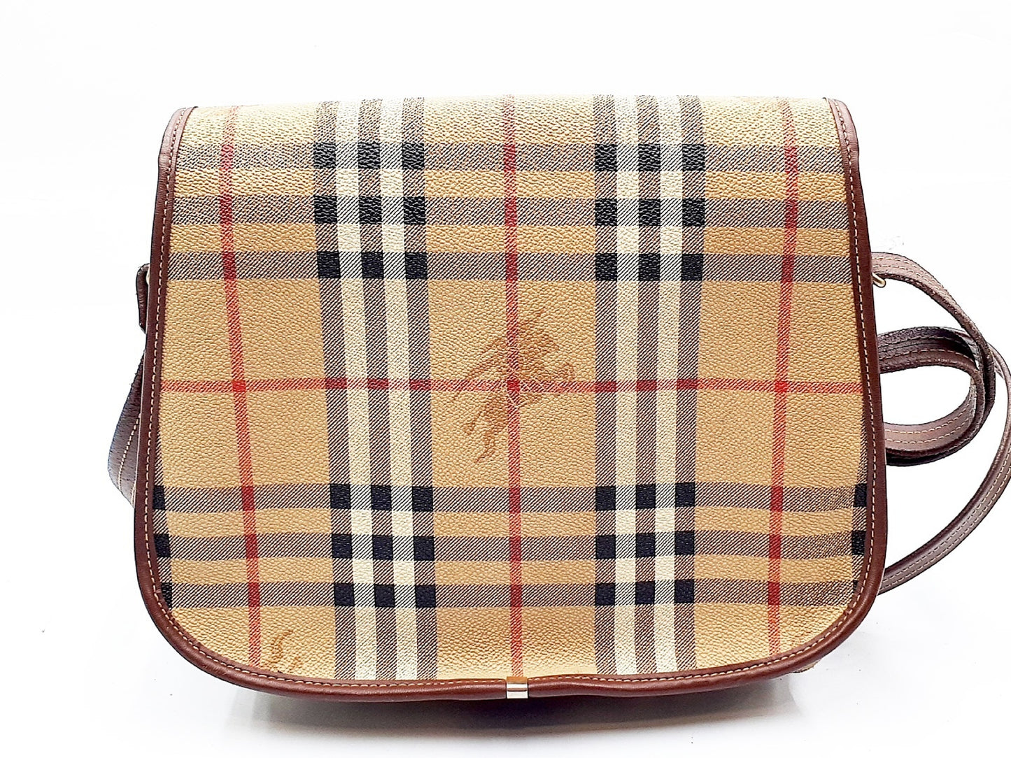 BURBERRY Nova Check Leather Shoulder Bag