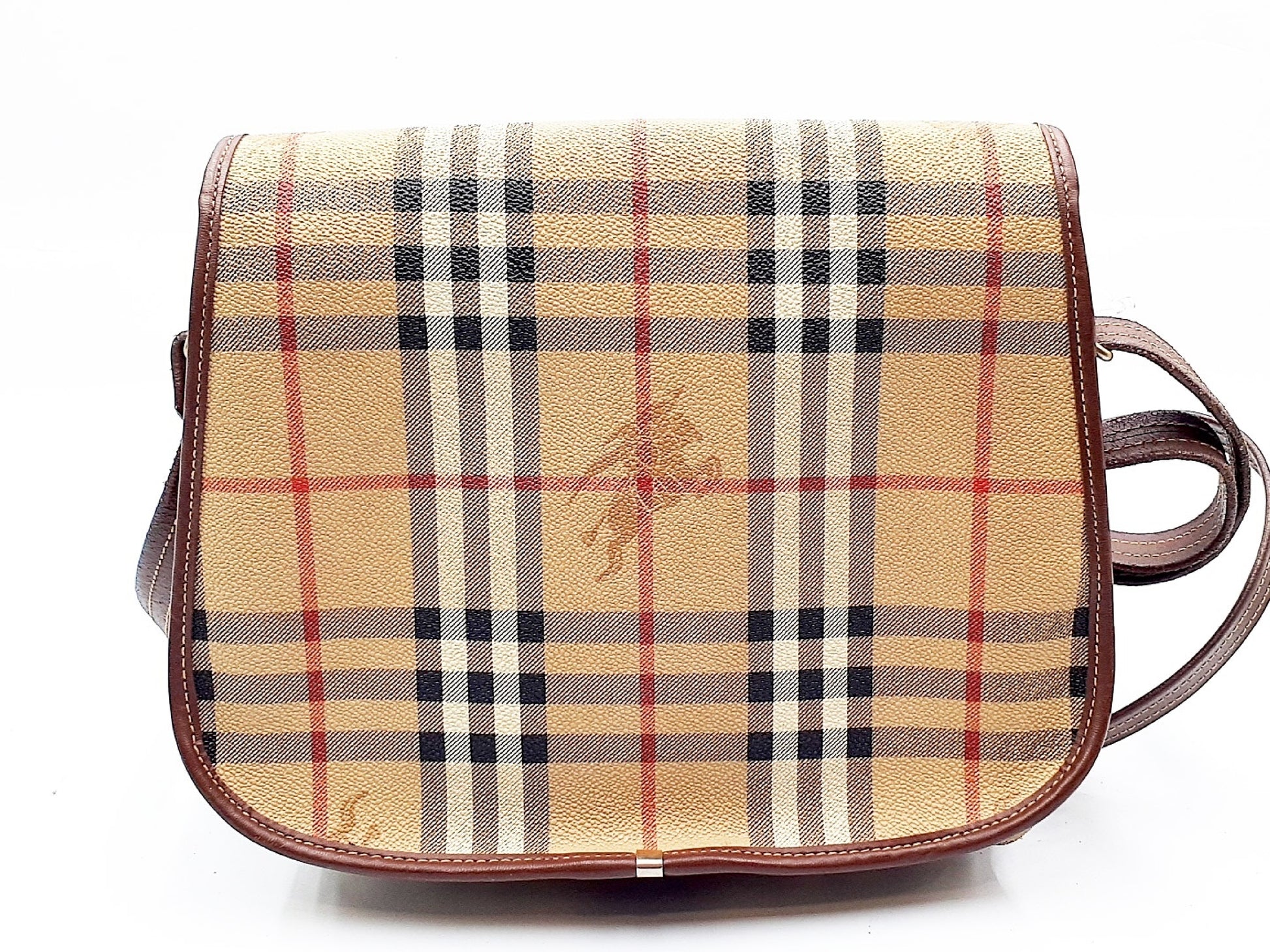 BURBERRY Nova Check Leather Shoulder Bag