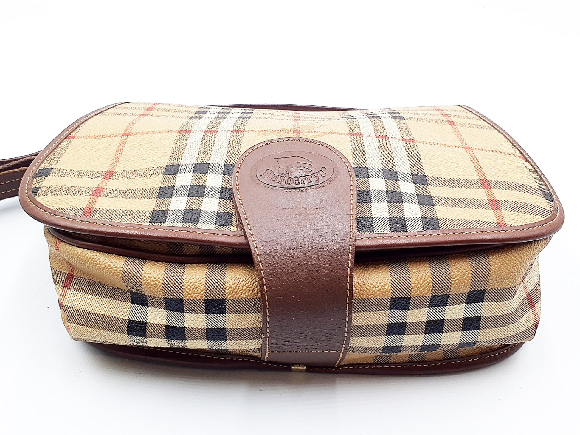 BURBERRY Nova Check Leather Shoulder Bag