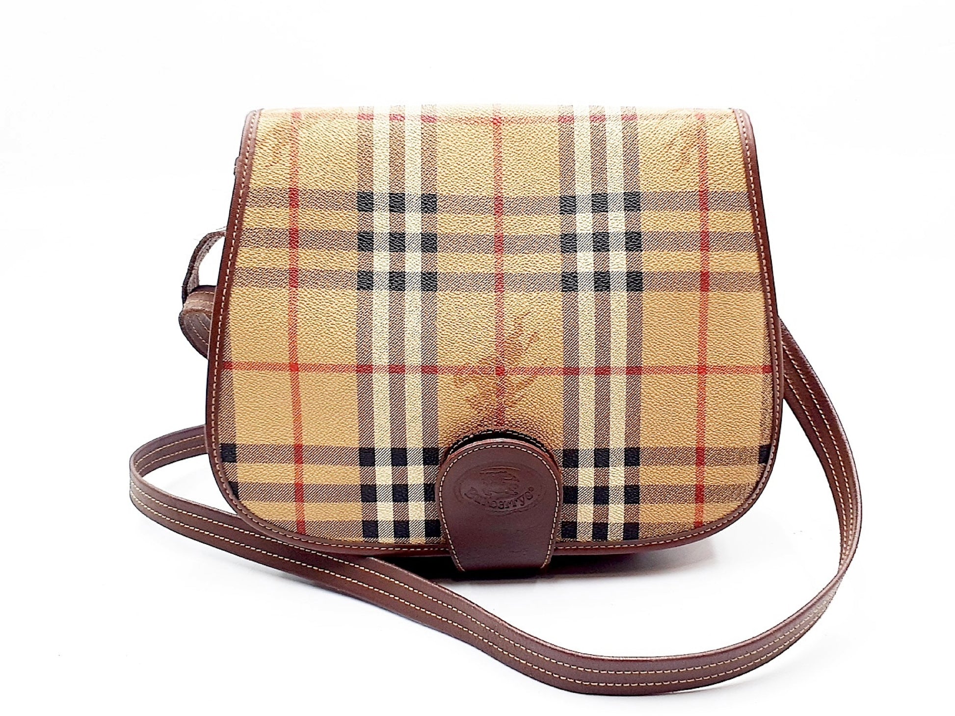 BURBERRY Nova Check Leather Shoulder Bag