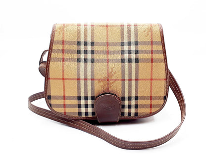 BURBERRY Nova Check Leather Shoulder Bag