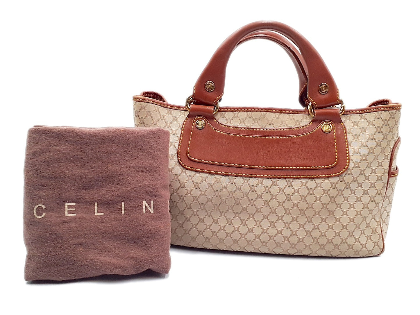 CELINE Boogie Macadam Gold Hardware Leather Handbag