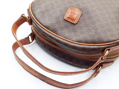 CELINE Macadam Pattern Gold Hardware Leather Handbag