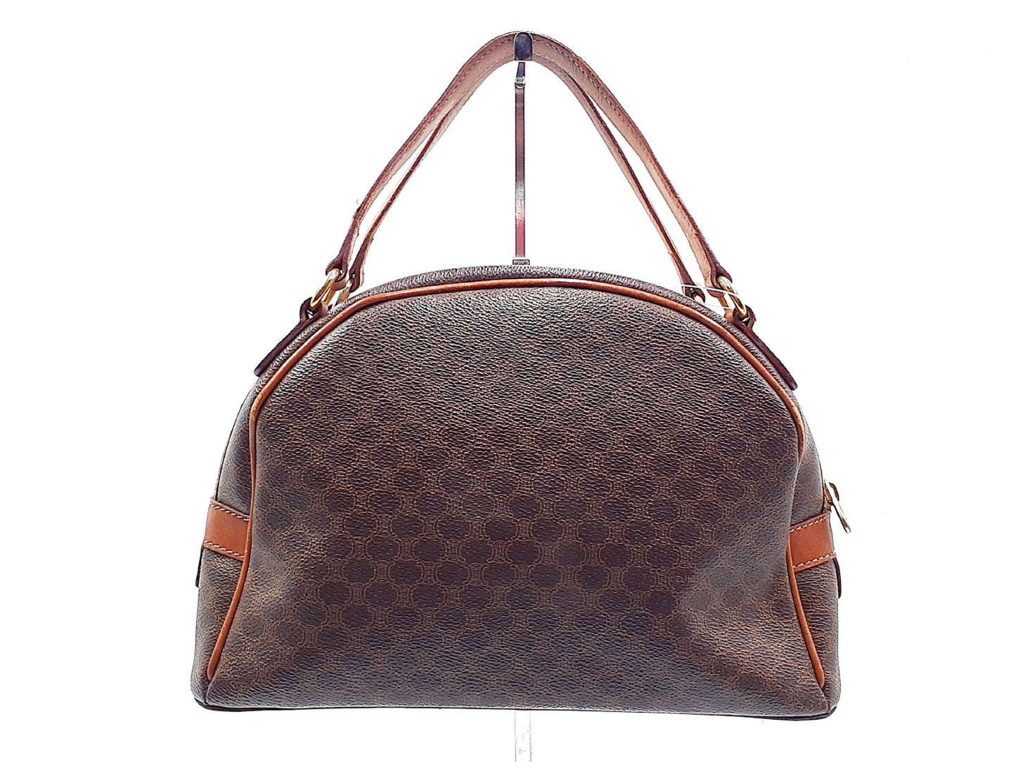 CELINE Macadam Pattern Gold Hardware Leather Handbag