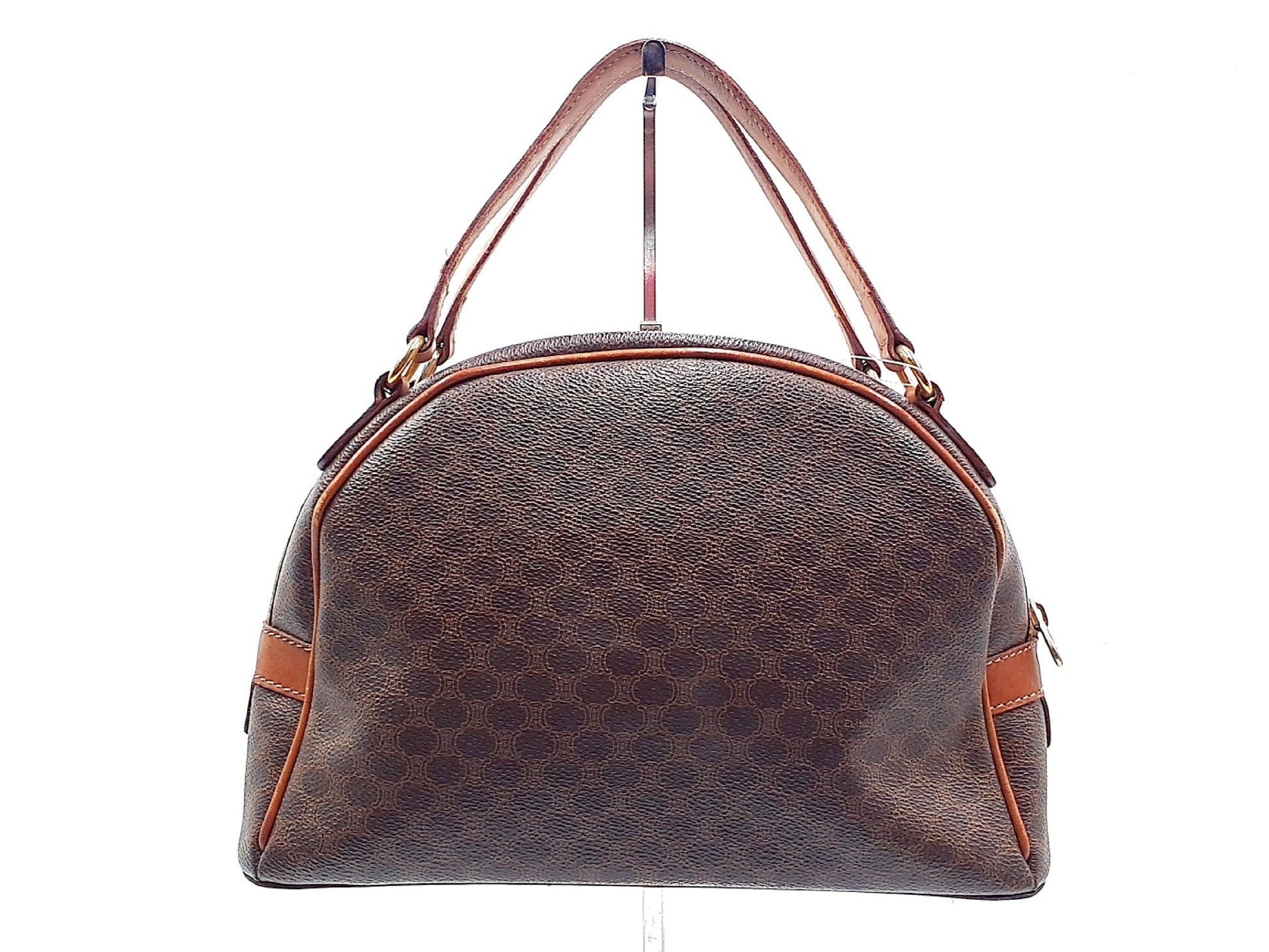 CELINE Macadam Pattern Gold Hardware Leather Handbag