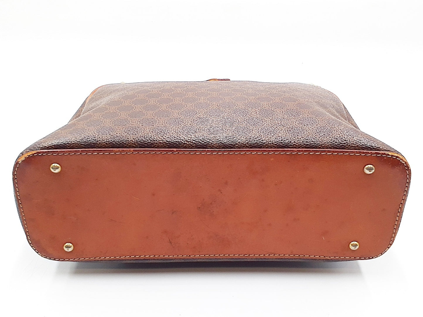 CELINE Macadam Pattern Gold Hardware Leather Handbag