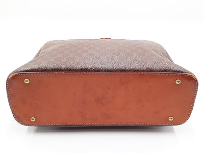 CELINE Macadam Pattern Gold Hardware Leather Handbag