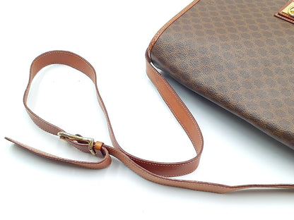 CELINE Macadam pattern gold hardware leather shoulder bag