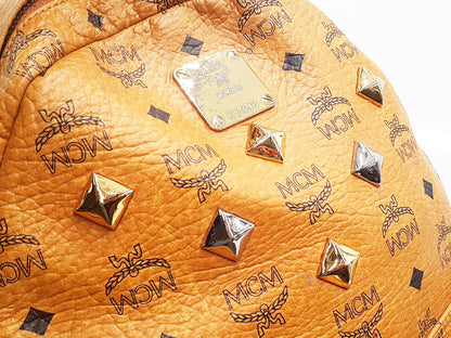 MCM Studded Logo Leather Backpack
