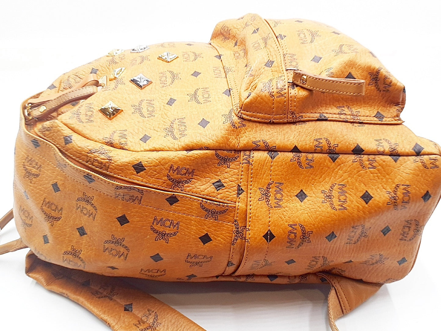 MCM Studded Logo Leather Backpack